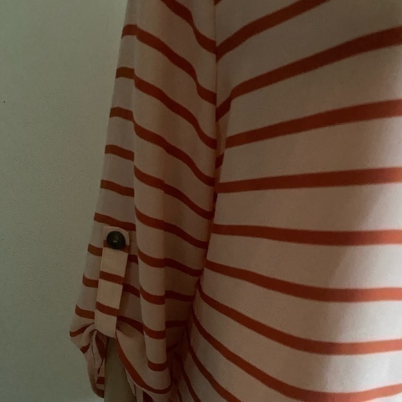 DE Collection Orange Striped VNeck 3/4 Sleeve Blouse - Picture 9 of 12